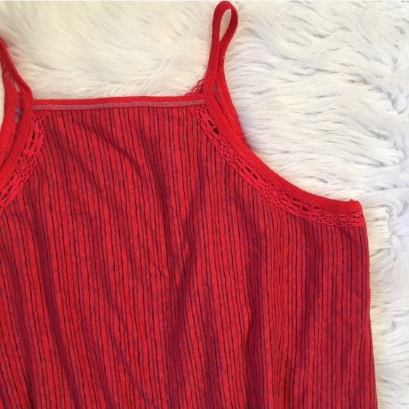 Free People Red Blue Striped Linen Tank Top Shirt - Picture 3 of 8
